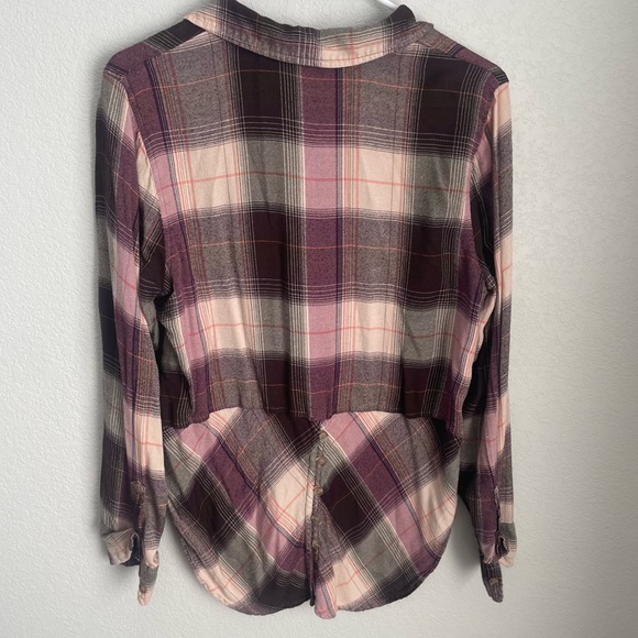 Lucky Brand Women's Oversized Purple & Pink Button Down Flannel Shirt Medium - Picture 8 of 10